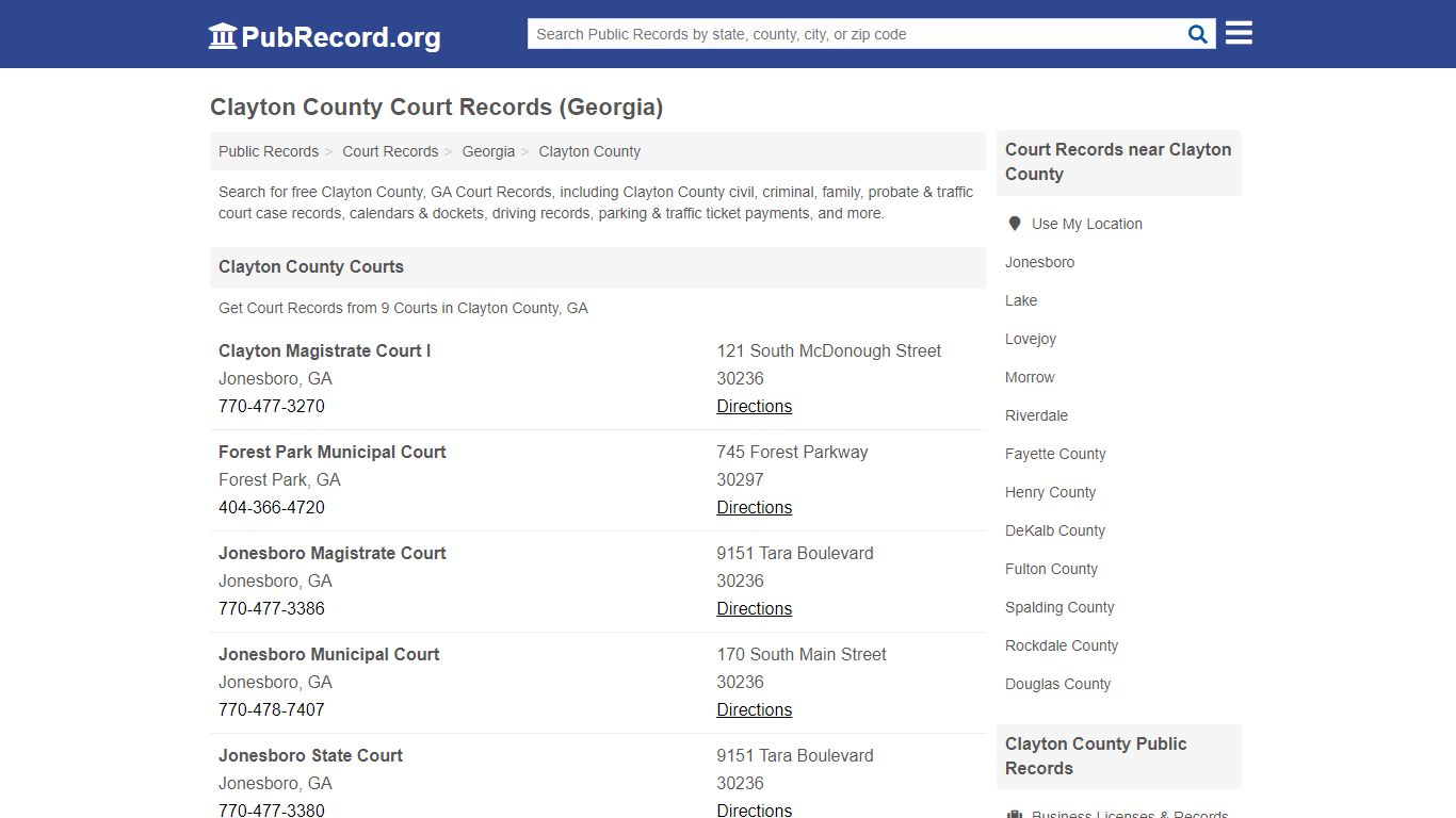 Free Clayton County Court Records (Georgia Court Records) - PubRecord.org